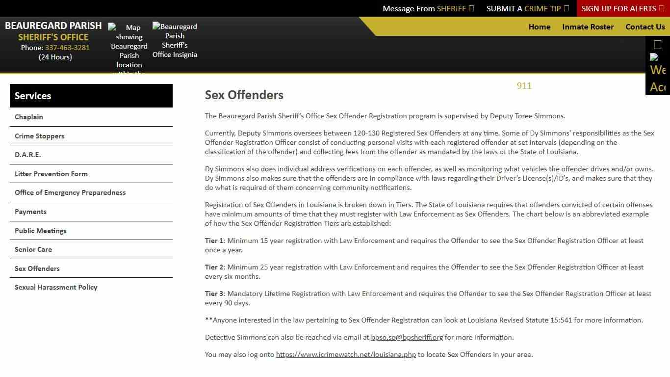 Sex Offenders Beauregard Parish Sheriff's Office